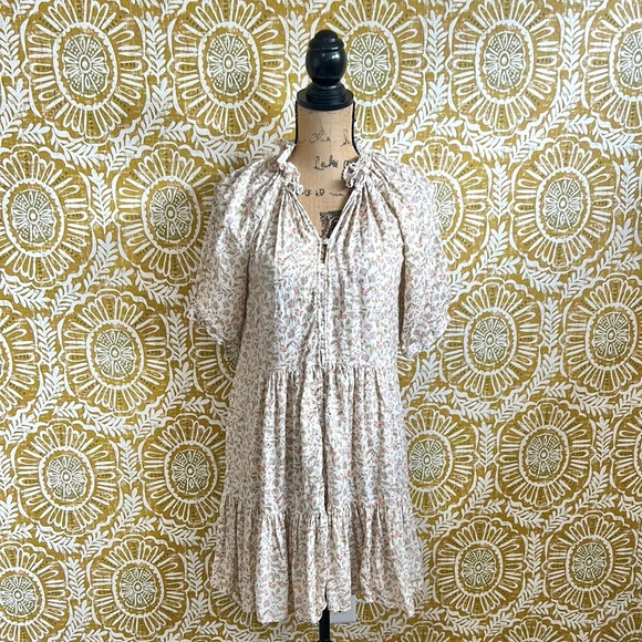 Floral Cream Mini Dress - Picture 7 of 13